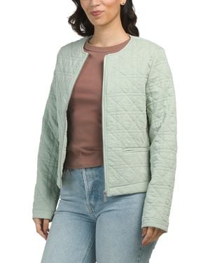 TJ Maxx Zip Up Quilted Jacket, Spandex/Cotton - Green