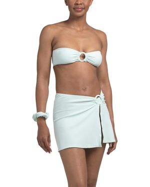 TJ Maxx 3Pc Bandeau Bikini Set With Skirt And Hair Tie For Nylon/Polyester - White