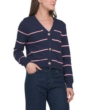TJ Maxx Tracey Button Down Cropped Cardigan, Nylon/Cotton - Blue