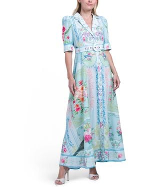 TJ Maxx Three-Quarter Sleeve Maxi Dress For Spandex/Polyester - Blue