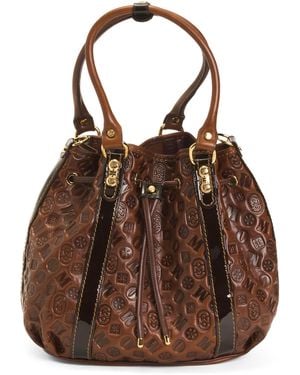 TJ Maxx Leather Logo Bucket Bag For Leather - Brown