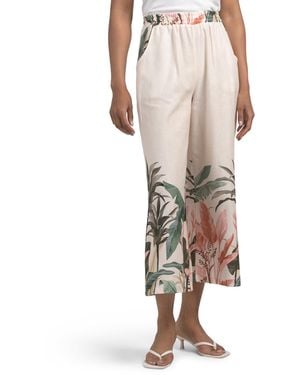 TJ Maxx Linen Blend Tropic Print Long Pants For Cotton/Linen - Natural