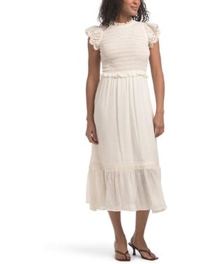 TJ Maxx Cap Sleeve Midi Dress For Cotton/Polyester/Rayon - Natural
