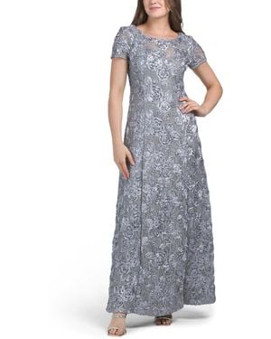 TJ Maxx A-Line Rosette Gown For Nylon/Polyester/Rayon - Gray