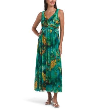 TJ Maxx Ruched Waist Maxi Dress For Spandex/Polyester - Green