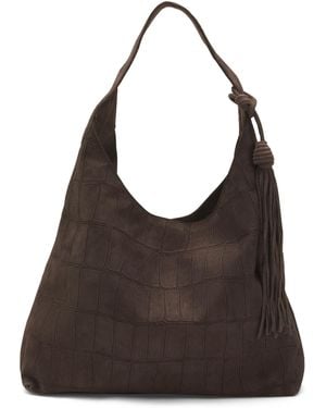 TJ Maxx Suede Crocodile Shoudler Bag For /Suede - Brown