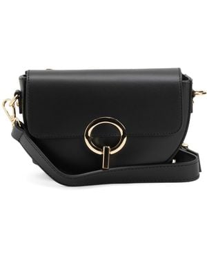 TJ Maxx Leather Round Closure Crossbody, Leather - Black