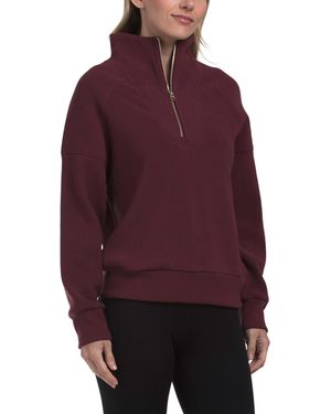 TJ Maxx Ottoman Ribbed Half Zip Pullover, Cotton/Polyester - Purple