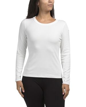TJ Maxx Essential Crew Neck Long Sleeve T-Shirt For Spandex/Rayon - White