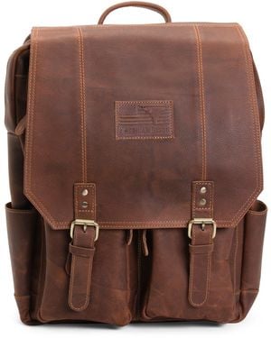 TJ Maxx Leather Flapover Backpack For - Brown