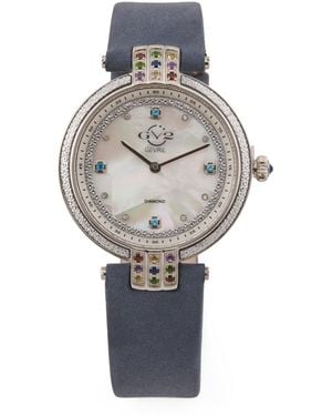 TJ Maxx Swiss Made Matera Suede Strap Diamond Bezel Watch, Diamond/Suede - Gray