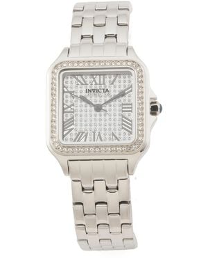 TJ Maxx Angel Stainless Steel Square Bracelet Watch With Crystals - Gray
