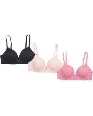 TJ Maxx 3Pk All Over Lace Bras For Nylon/Spandex - Pink