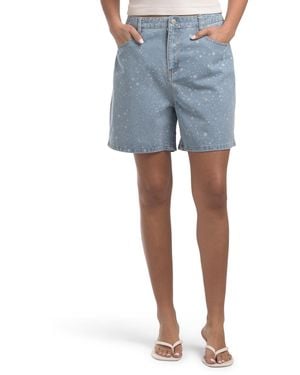 TJ Maxx Star Printed Jeans Shorts, Cotton - Blue