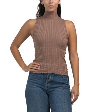 TJ Maxx Ribbed Sleeveless Shirt For Modal/Cotton - Blue