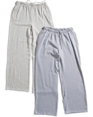 TJ Maxx 2Pk Wide Leg Sweatpants Set For Spandex/Cotton/Rayon - White