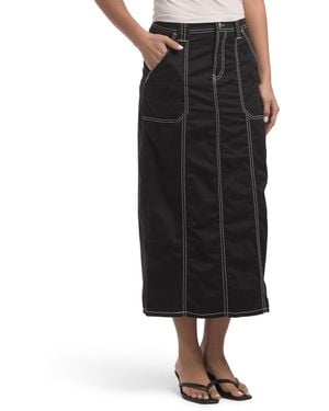 TJ Maxx Contrast Stitch Maxi Skirt, Cotton - Black