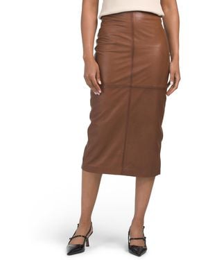 TJ Maxx Leather Dana Skirt, Nylon/Leather - Brown