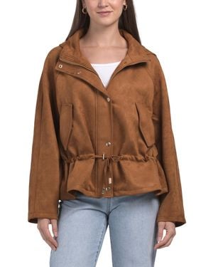 TJ Maxx Faux Suede Jacket, Spandex/Polyester/Suede - Brown