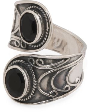 TJ Maxx Sterling Plated Onyx Wrap Ring - Gray