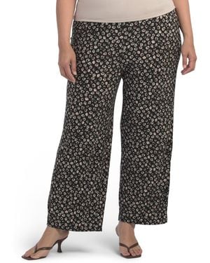 TJ Maxx Plus Pull On Wide Ankle Pants For Polyester - Black