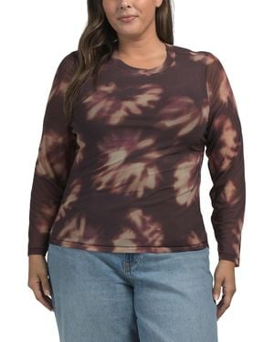TJ Maxx Plus Mesh Floral Printed Top For Spandex - Brown