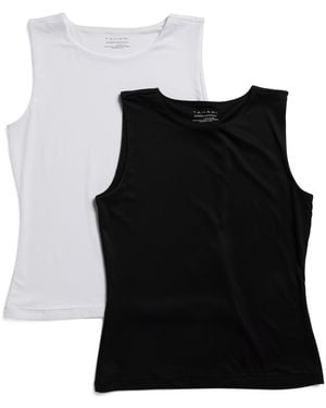 TJ Maxx 2Pk Sleeveless Crew Neck Tank Top For Nylon/Spandex - Black
