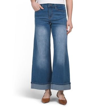 TJ Maxx Wide Leg Cuffed Jeans For Spandex/Cotton/Polyester - Blue