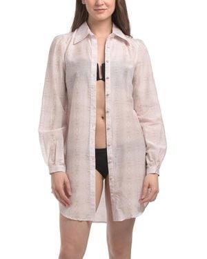 TJ Maxx Odilia Cover-Up Beach Shirt For Cotton - Multicolor