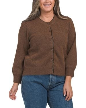 TJ Maxx Parson Crew Neck Cardigan, Polyester/Acrylic - Brown