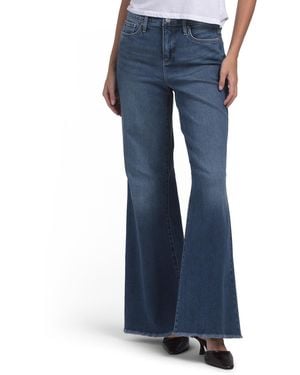 TJ Maxx Mia Palazzo Frayed Hems Jeans For Cotton - Blue
