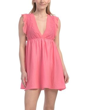 TJ Maxx Elsie Hammered Satin Babydoll Chemise For Nylon/Spandex/Polyester - Pink