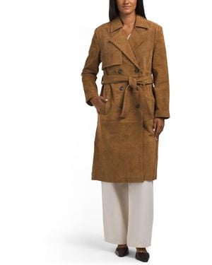 TJ Maxx Suede Trench Coat For Spandex/Polyester/Suede - Natural