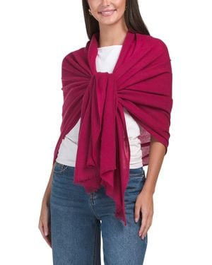 TJ Maxx Cashmere Pashmina Scarf With Eyelash Fringes For - Red