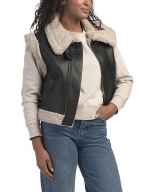 TJ Maxx Faux Leather Vest With Faux Fur Lining For Polyester - Gray