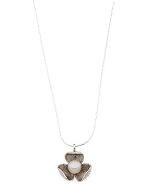 TJ Maxx Sterling Pearl Flower Necklace - White