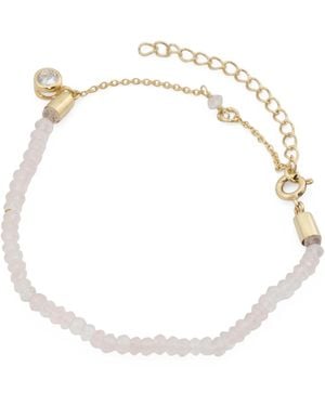 TJ Maxx Plated Sterling Quartz Beaded Bracelet - White