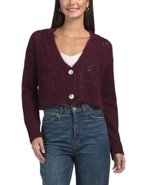 TJ Maxx Lace Stitch Cardigan, Polyester/Wool/Alpaca - Red