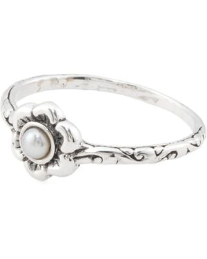 TJ Maxx Sterling Plated Pearl Flower Ring - Metallic