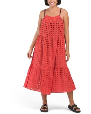 TJ Maxx Cotton Eyelet Cover-Up Dress For - Red