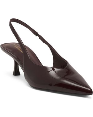 TJ Maxx Patent Leather Slingback Genie Kitten Heels For - Brown