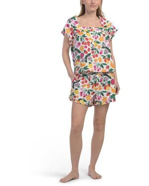 TJ Maxx 2Pc Cotton Smoothie Time Sleep Shirt And Shorts Pajama Set For - Multicolor