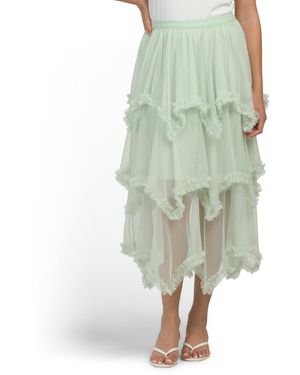 TJ Maxx Tiered Flowy Skirt For Polyester - Green