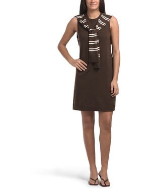 TJ Maxx Tie Neck Mini Sweater Dress For Nylon/Polyester/Acrylic - Multicolor