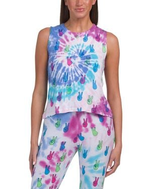 TJ Maxx Cloud Jersey Cropped Hi-Lo Muscle Tank Top For Cotton/Rayon - Blue