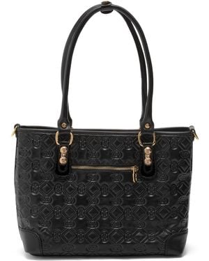 TJ Maxx Leather Croco Print Tote, Leather - Black
