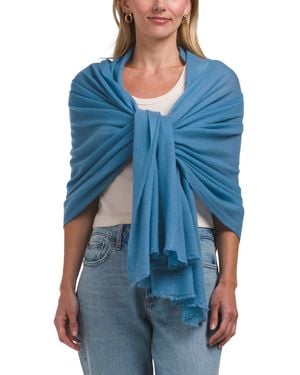 TJ Maxx Cashmere Pashmina Scarf With Eyelash Fringes For - Blue