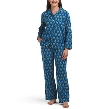 TJ Maxx 2Pc Mignon Pajama Set For Cotton - Blue