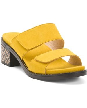 TJ Maxx Tia Comfort Block Heeled Sandals For Leather/Suede - Yellow