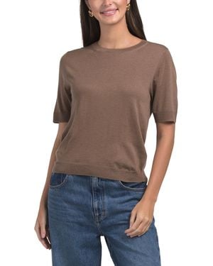 TJ Maxx Wool And Cashmere Blend Short Sleeve Crew Neck Pull Over Sweater, Polyester/Wool/Cashmere - Blue